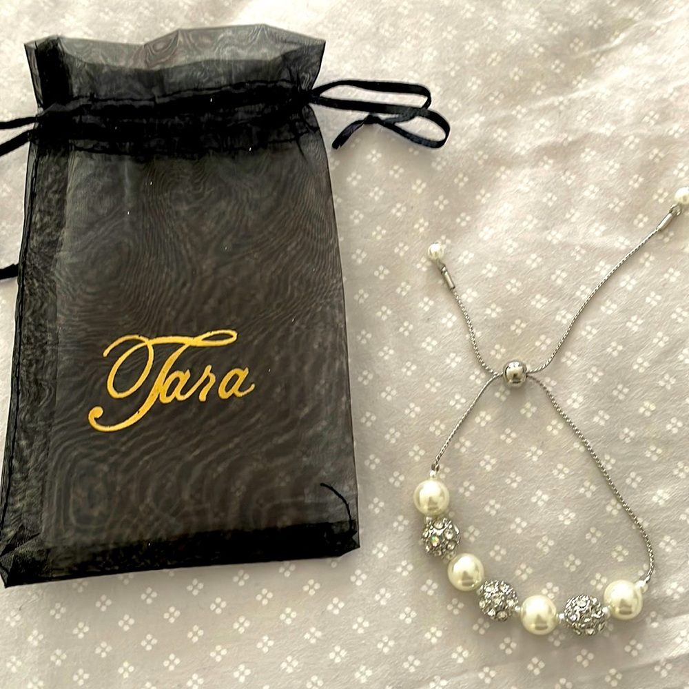 Adjustable Bracelet Pearl Silver